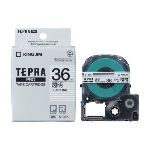 TEPRA ST36K - CHỮ ĐEN NỀN TRONG SUỐT 36MM