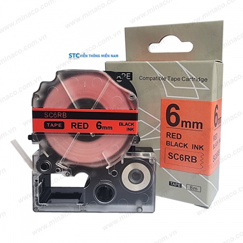 BĂNG NHÃN SC6RB ( TEPRA SC6R ) - CHỮ ĐEN NỀN ĐỎ 6MM