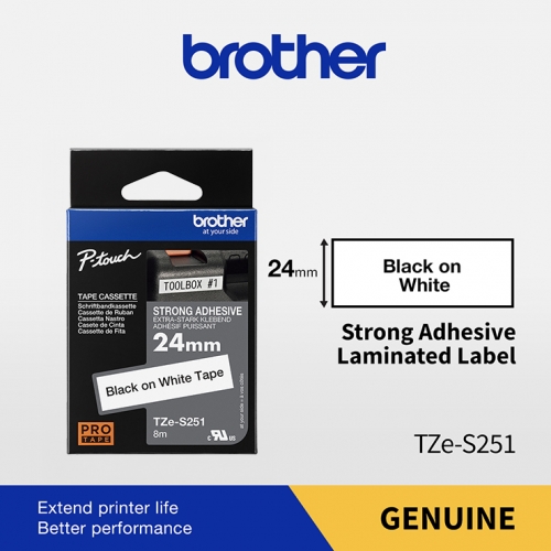 BROTHER TZE-S251 / Nhãn in 24mm màu trắng siêu dính