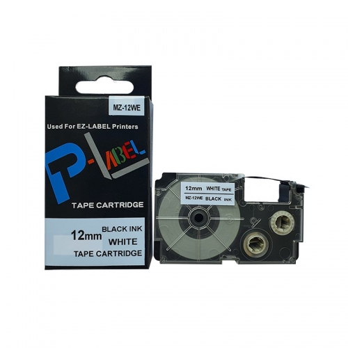 MZ-12WE ( XR-12WE1 ) / Nhãn Casio 12mm màu trắng - Tape Cartridge for Casio Label IT / Name land / EZ-Label Printer Tape  Cartridge