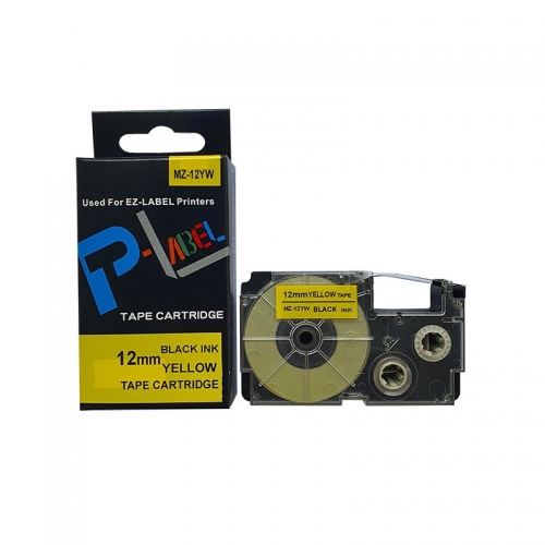 MZ-12YW ( XR-12YW1 ) / Nhãn cho máy Casio 12mm màu vàng / Tape Cartridge for Casio Label IT / Name land / EZ-Label Printer Tape  Cartridge
