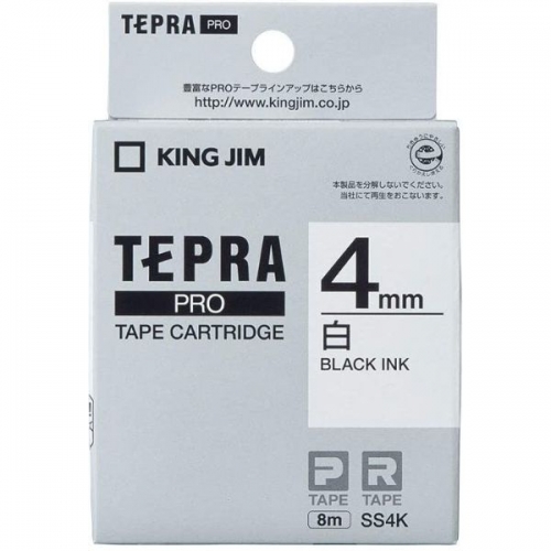 TEPRA PRO SS4K - CHỮ ĐEN NỀN TRẮNG 4MM